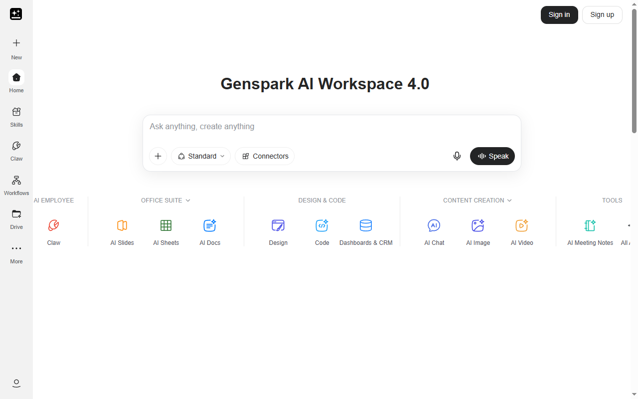 Genspark AI workspace