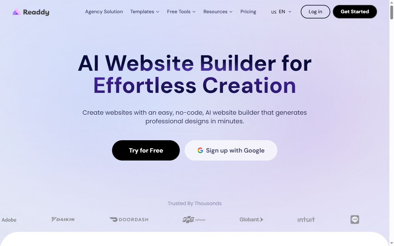 Readdy AI website builder