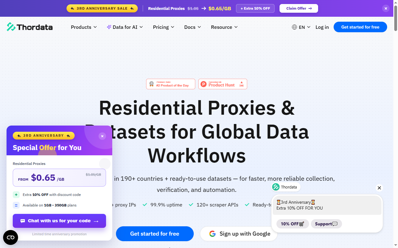Thordata residential proxies and datasets